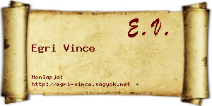 Egri Vince névjegykártya